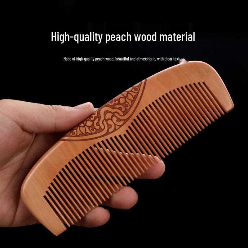 Engraved Extra Thick Dual-Sided Peach Wood Comb