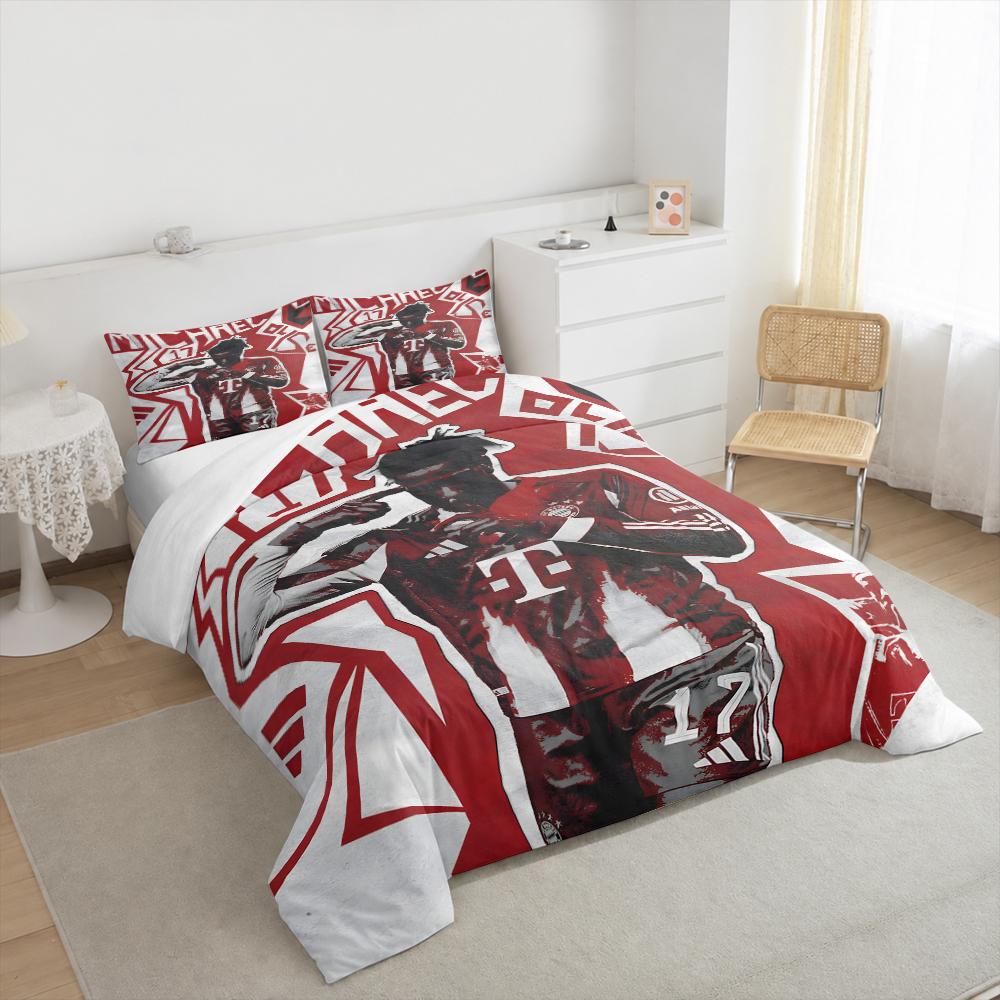 3 Piece Bedding Set Michael Olise Bayern Munich Soccer Star Red Graphic Football Athlete Print for Fan Gift