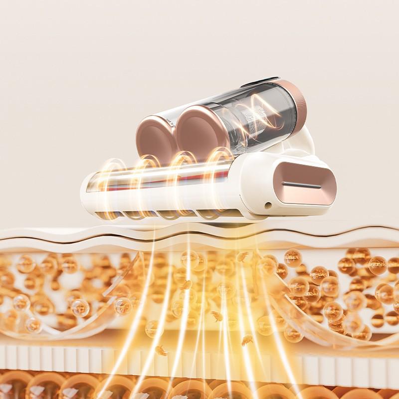 Kabelloser Handstaubsauger mit doppeltem Staubbehälter und Ultraschall-UV-Sterilisation zur Milbenentfernung