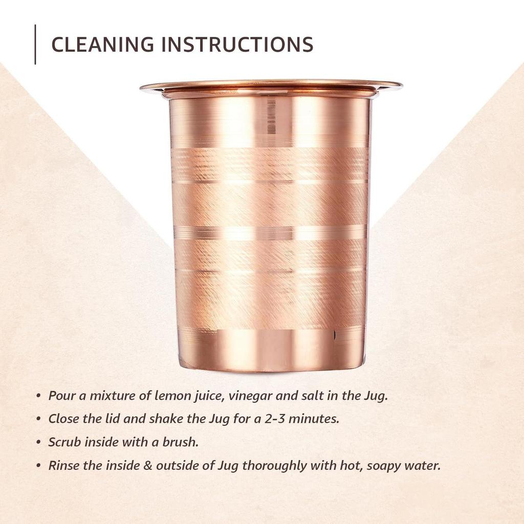 Copper Tumbler Cup with Lid, Set of 2, 300 Ml