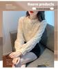 2025 Autumn Velvet Lace Stand Collar Shirt for Women