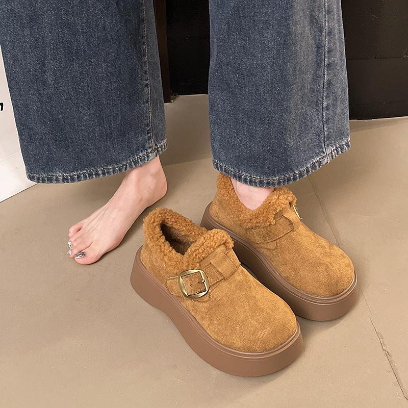 Women's Lightweight Comfortable Thick Soled Winter Warm Snow Boots Padded Lining Non-slip Shock Absorption Wear Casual Sports Fur Cotton Boots