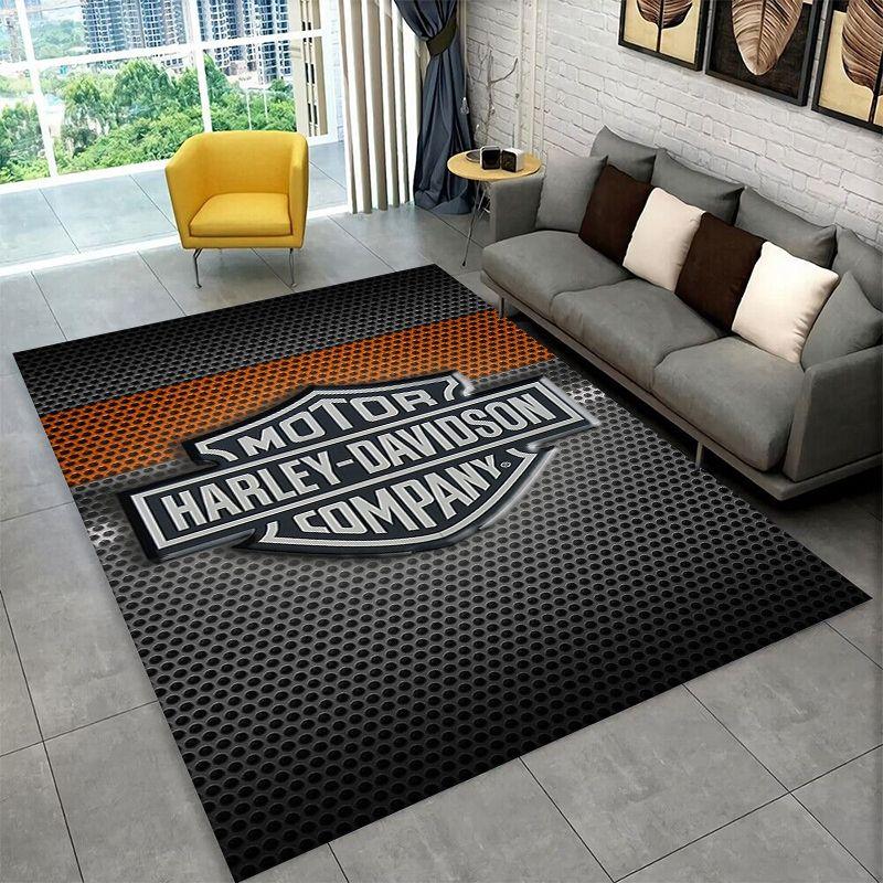 Retro H-Harleys Racing Moto Non-Slip Area Rug for Living Room,Bedroom,Playroom,Soft Carpet Floor Mat Home Decor Rug Room