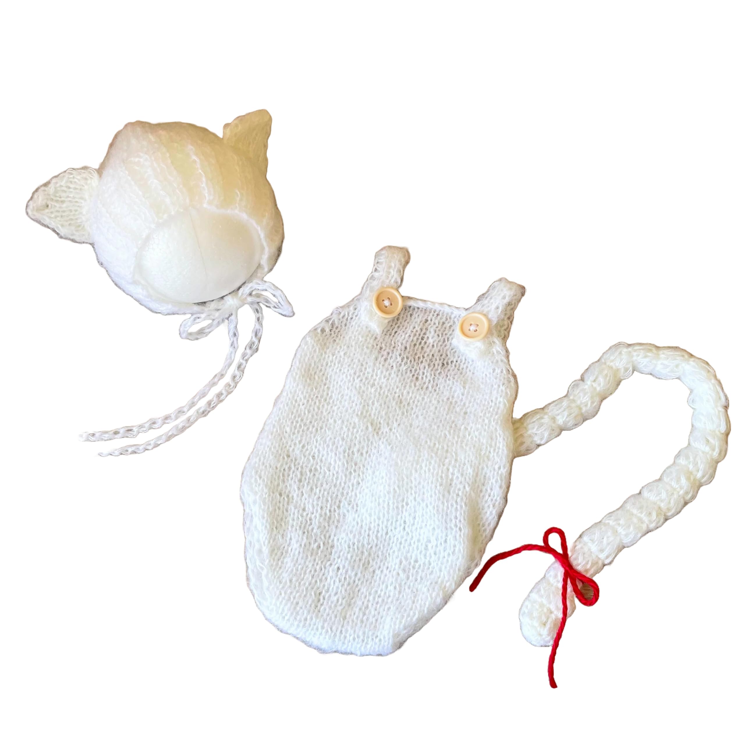 

Cat ear hat and tail overalls Newborn photo costume Cat Monthly photo Sleeping pose art 3 months [NANA s shop] (White (3.5~5.5kg))