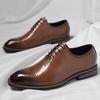 Luxury Designer New Men's Pointed Black Brown Lace Up Wedding Brogue Oxford Shoes Male Formal Dress Footwear Zapatos Hombre
