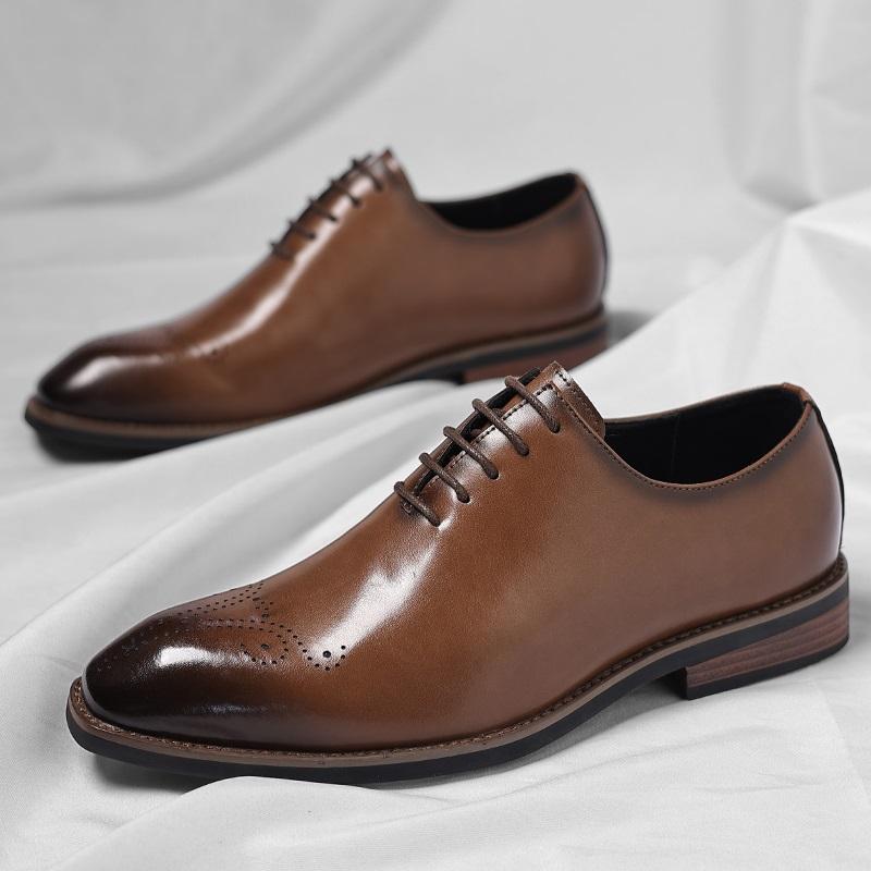 Luxury Designer New Men's Pointed Black Brown Lace Up Wedding Brogue Oxford Shoes Male Formal Dress Footwear Zapatos Hombre