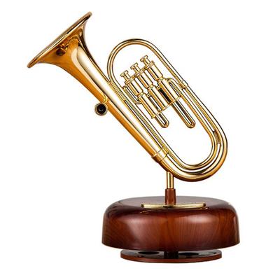 Classical Trumpet Music Box Vintage Exquisite Craftsmanship Saxophone Music Box for Musical Instrument Ornament 2057 Trumpet
