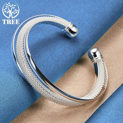Gioielli di moda in argento sterling 925 Grandi gioielli con bracciale reticolato