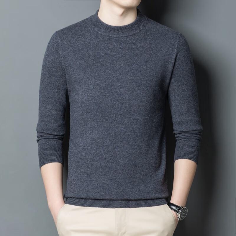 Yiliteng Men's 100% Merino Wool Mock Neck Pullover Sweater