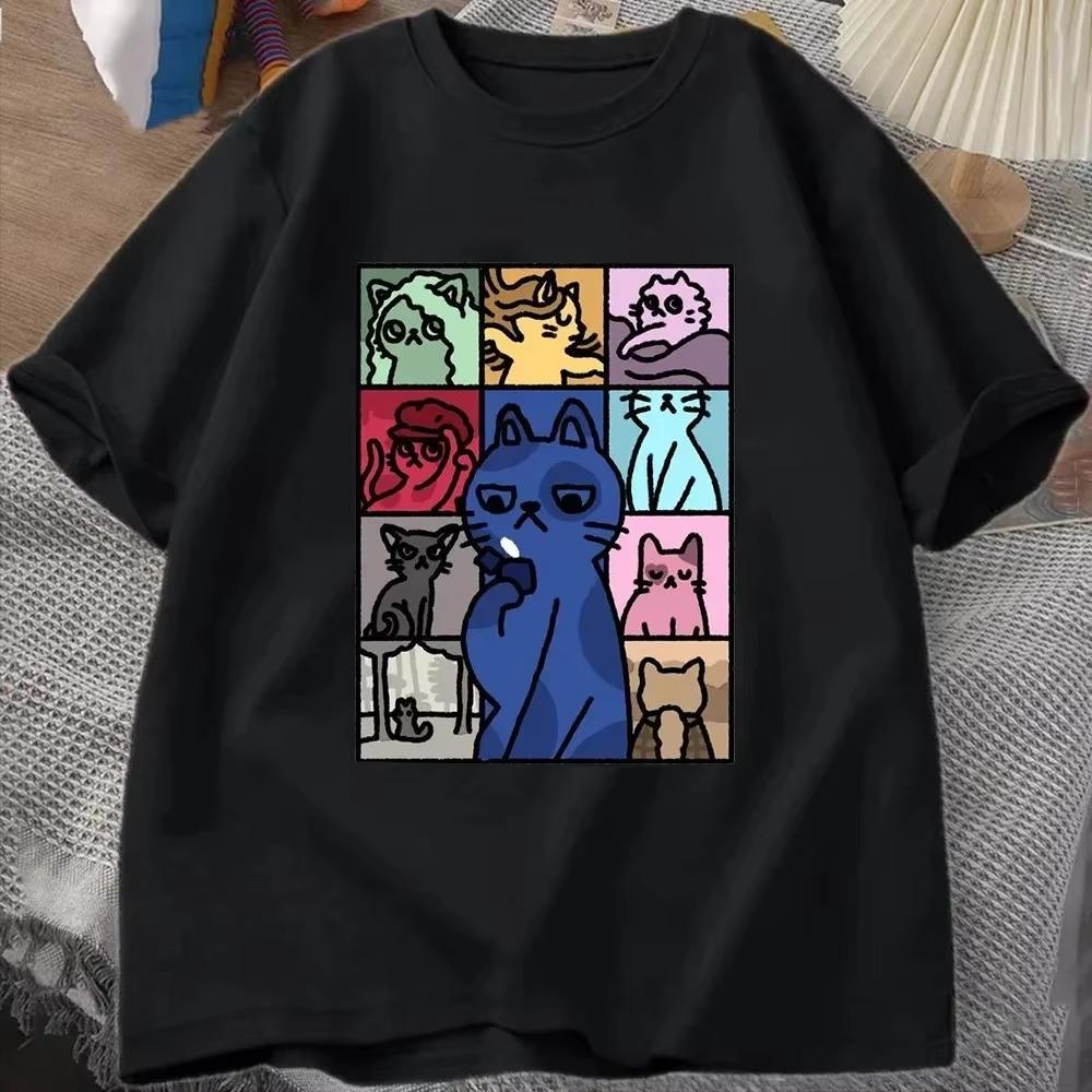 Men Summer Cotton T-Shirt Cartoon Cats Graphic Tops Tees Taylor Swif Clothing Short Sleeve Streetwear Women Harajuku T-Shirt