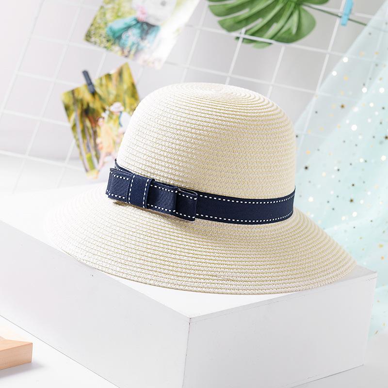

New Straw Hat Women Summer Hat Beach Ladies Casual Flat Bowknot Panama Hat Breathable FashBreathable Fashion Sun Hats for Women 54-58cm