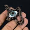 Evil Eye Pendant, 999 Copper Wire Wrapped Gemstone Jewelry, Handmade Pendant, For Mother Day