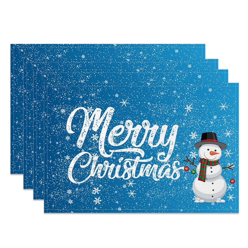 Christmas Table mat dining table Xmas Tree Snowman Santa Gingerbread House Linen Fabric Merry Christmas Holiday Table Decoration