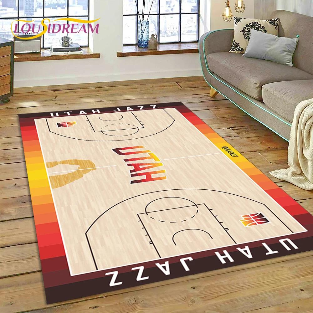Tappeto Personalizzato 3D Campo da Basket Americano Squadra per Decorazione Soggiorno Camera da Letto, Decorazione Antiscivolo per Divano Zerbino Regalo