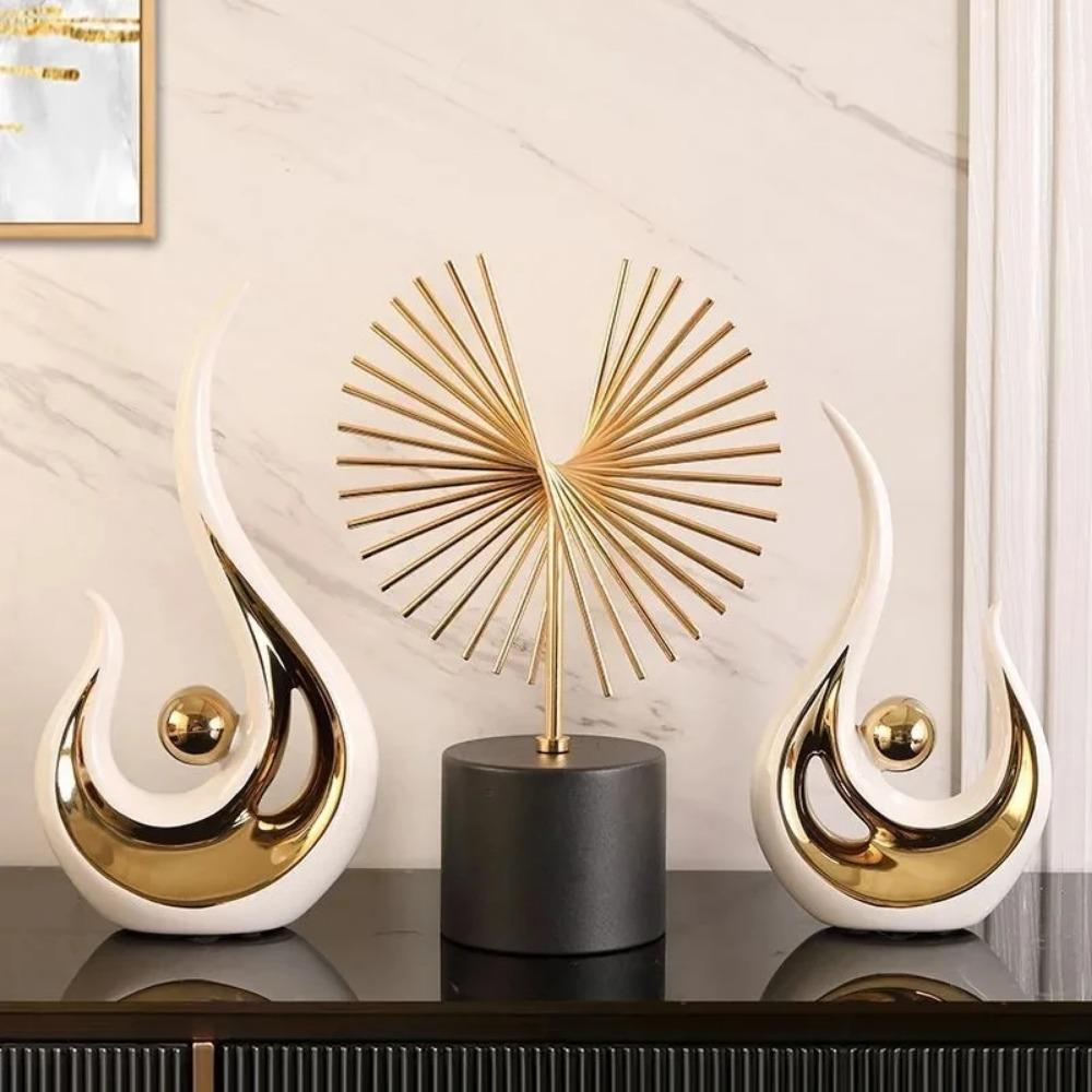 Hochzeitsdeko Handwerk Keramik Kreative Raumdekoration Handarbeit Gold Schwan Liebende Mit Blume Porzellanfiguren Dekorationen