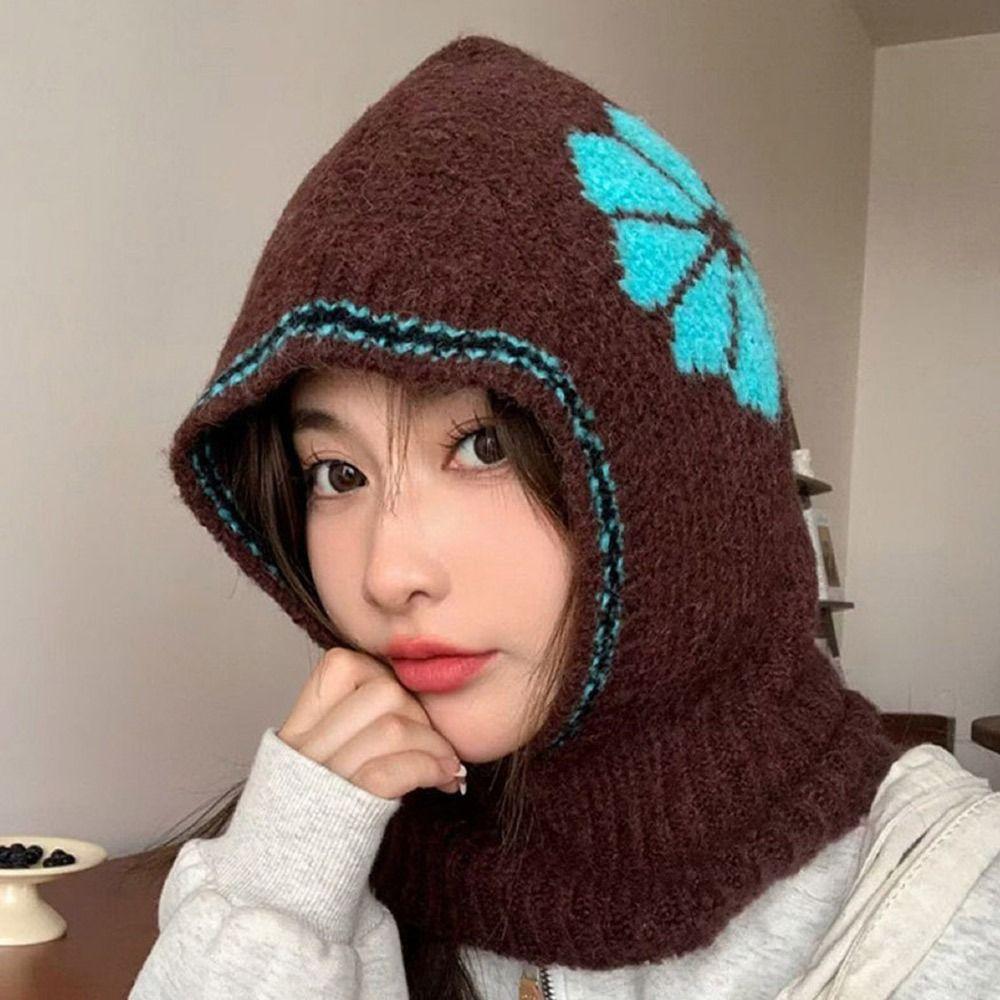 

One-Piece Balaclavas Mask Knit Neck Scarf Warm Neck Protection Face Scarf Cycling кавовий