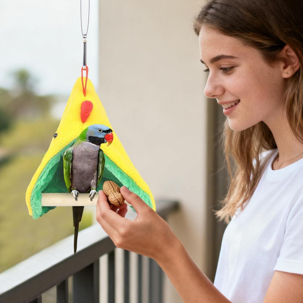 Bird Bed Hangable Winter Warm Resting Shelter Wooden Triangular Parrot Bed For Cockatiels Finches Home Pet Store