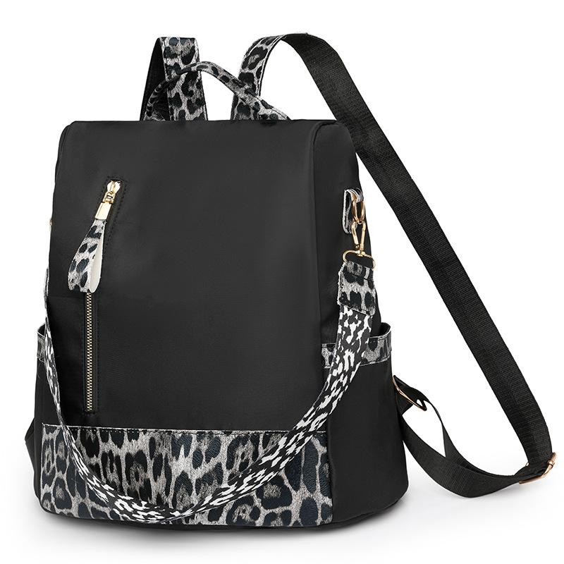 

Женский рюкзак с леопардовым принтом, противоугонный дорожный рюкзак, школьный рюкзак для школьников чёрный