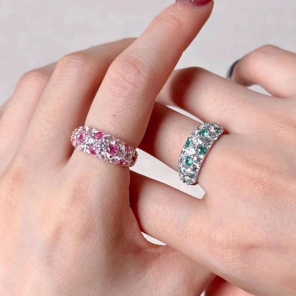 Paraiba Mint Ring: Pink Corundum & Diamond Pavé in Old Money Style