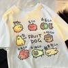 Women's Cute Fruit Dog Graphic T-Shirt Funny Cartoon Animal Print Tee Casual Short Sleeve Crewneck Summer Top