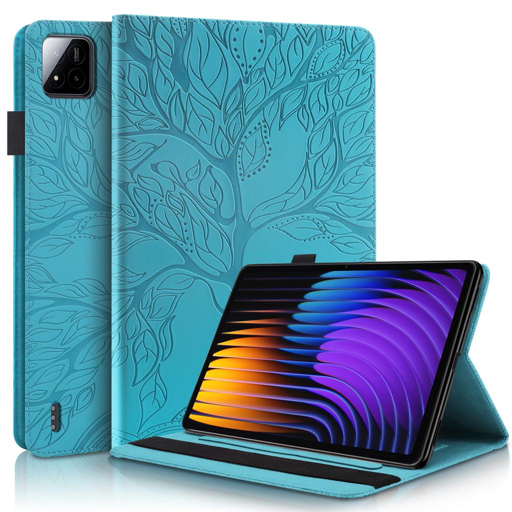 Anwendbar für Xiaomi Pad 7 Tablet Ledertasche Poco Pad X1 Lebensbaum geprägter Kartenhalter Schutzhülle