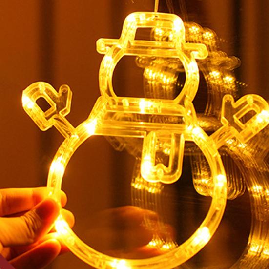 Christmas Window Curtain Lights with Snowflakes Santa Star Easy to Hang Christmas Ornaments with Suction Cups LED String