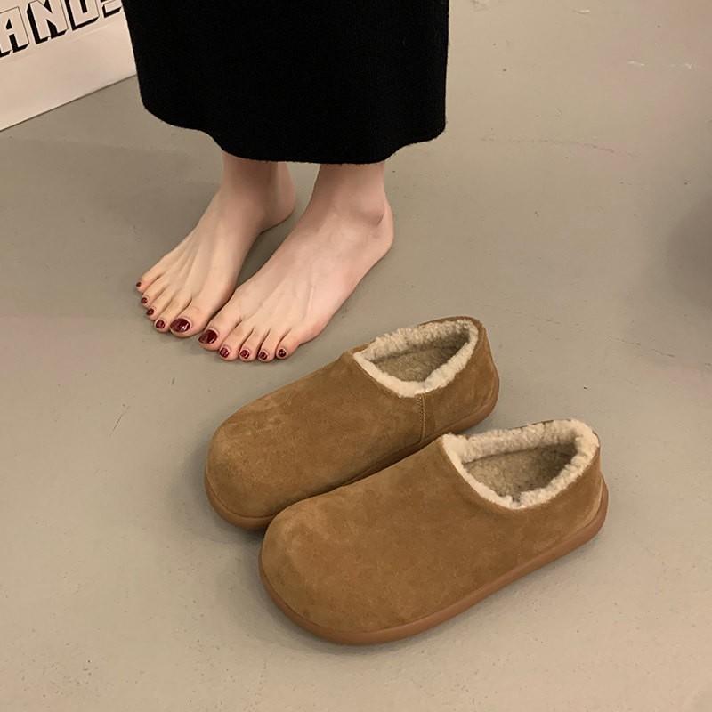 Small potato women's fur is integrated, new one-pedal all-inclusive fluffy shoes, and warm cotton shoes are worn outside in winter.