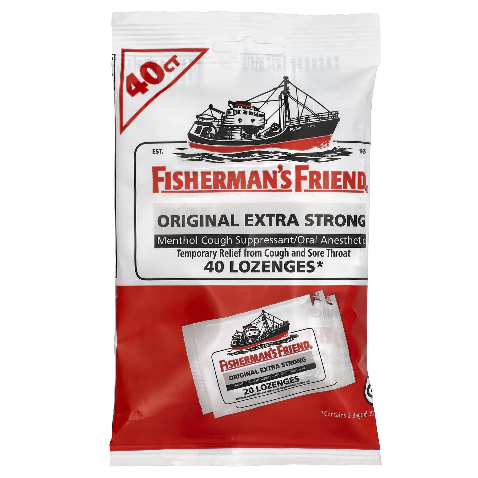 

Fisherman S Friend, Menthol Cough Suppressant Lozenges, Original Extra Strong, Lozenges 40 Lozenges