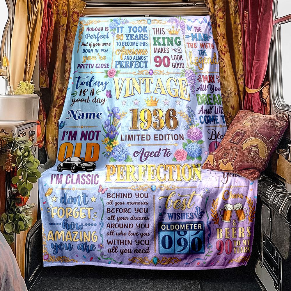 Vintage 1936 Celebration Lightweight Blanket Soft Cozy Perfect For Sofa Couch Office Bed Picnics Ideal For All Seasons Modern Style Ideal Gift For