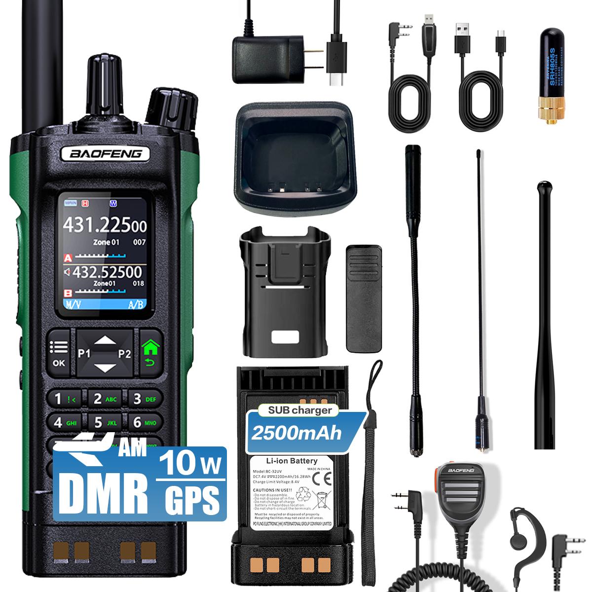 Baofeng DM-32UV DMR Digitale Radio GPS APRS Luchtvaartband Ontvangst AES256 Opname Type-C Dubbele Tijdslot Amateur Portofoon Niveau 1&2 US blauw