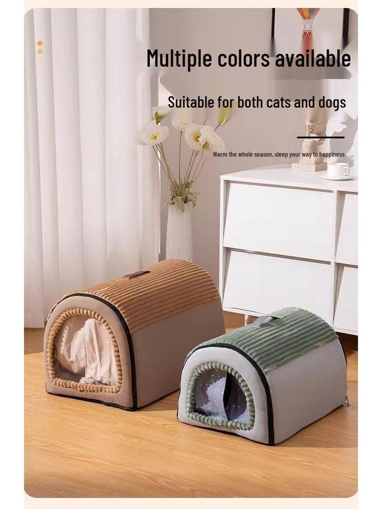 Cozy Cat & Dog Tent Bed - Washable, Detachable, All-Season Enclosed Shelter with Security.