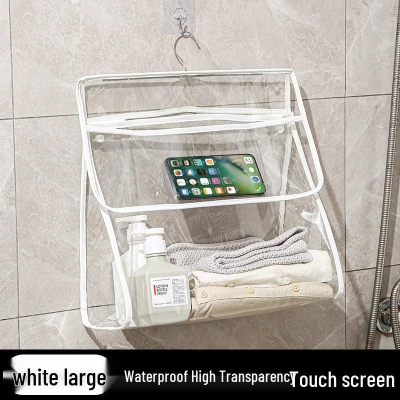 Waterproof Bathroom Hanging Storage Bag - Wall-Mounted Organizer for Shower Clothes
