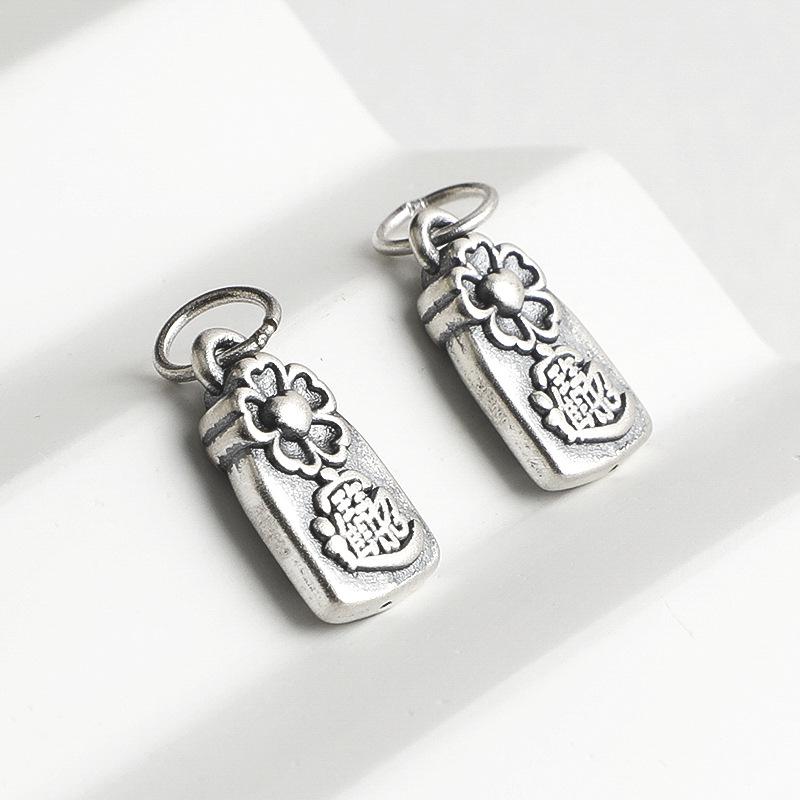 S999 Sterling Silver 3D Wealth Pendant & Charm Jewelry Set