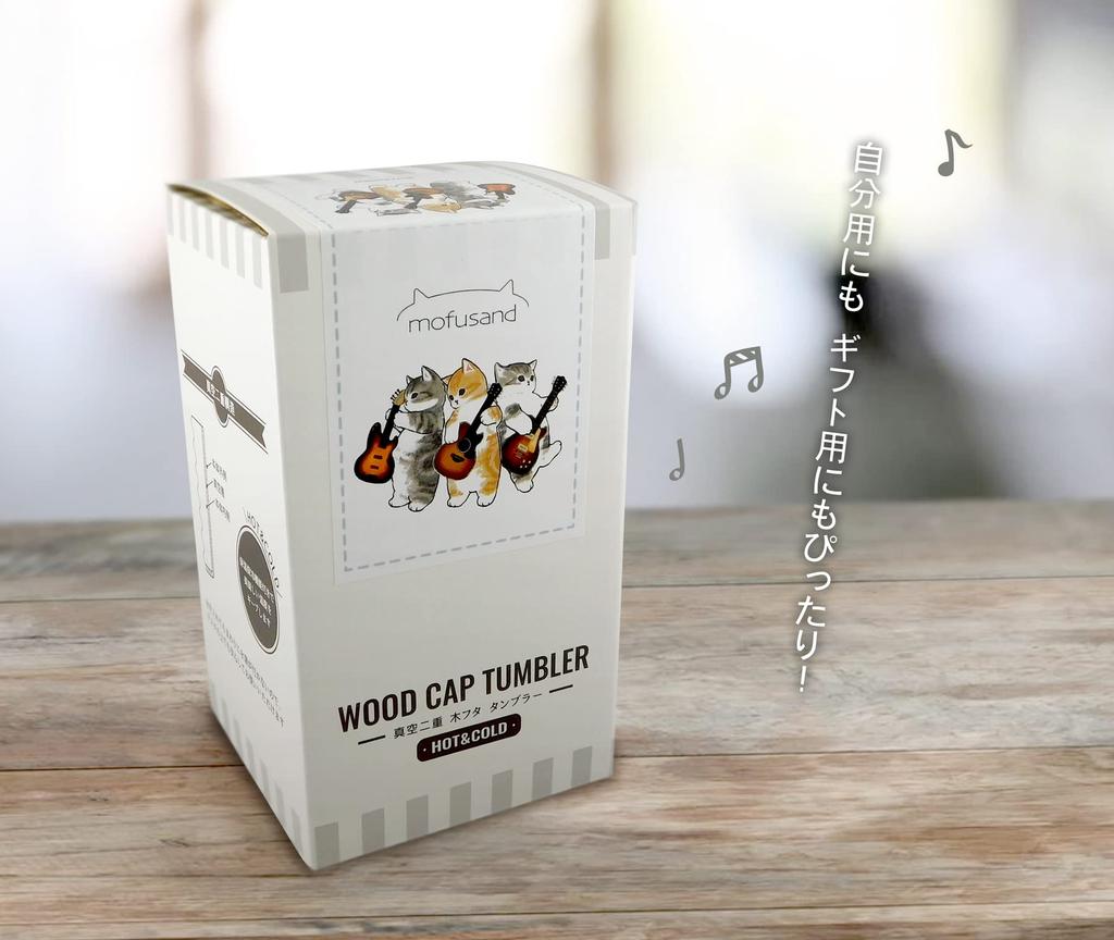 Toa Metal Mofusand Stainless Steel Tumbler with Wooden Lid 350ml [Singing for You "Meow"] 53-2093 Beige