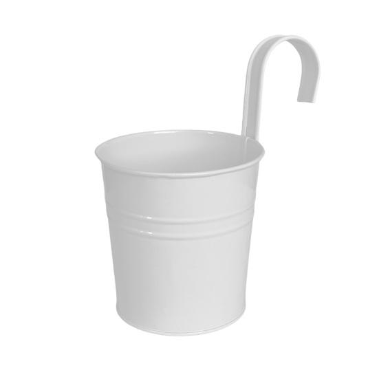 Medoc Hanging Metalen Planter Bloempot met Afneembare Haak Drainagegat Balkon Tuinhek Plantenbak Small wit