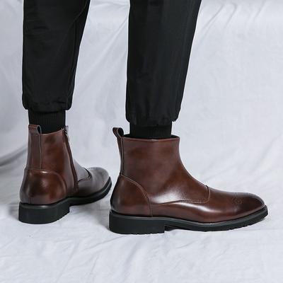 Stivaletti Chelsea retrò di alta qualità da uomo, stivaletti alla caviglia in pelle da uomo, stivaletti corti da uomo in stile britannico, scarpe casual business alte