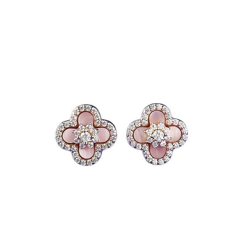 Jewelry Pure Light Luxury Four-Leaf Clover Earrings Daily Temperament