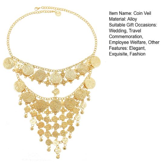 Belly Dance Metal Coins Tassel Face Chain Women Masquerade Cosplay