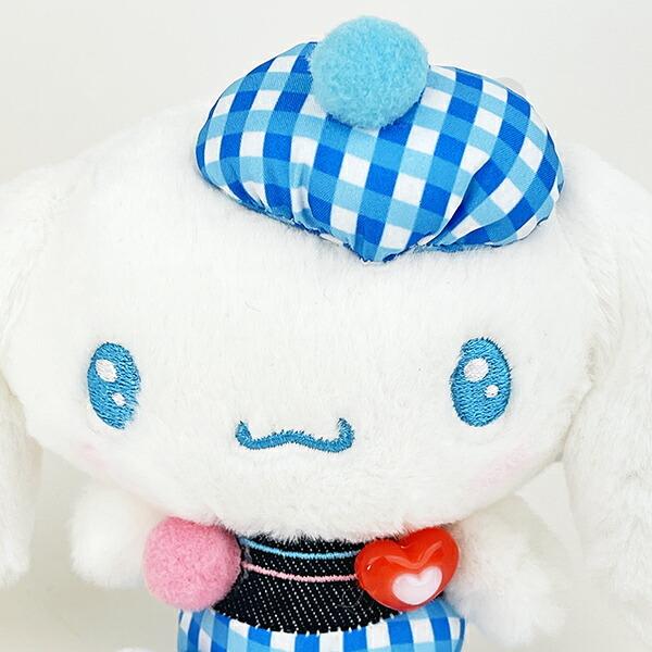 Sanrio Cinnamoroll Gingham Denim Mascot Plush Toy Cinnamon