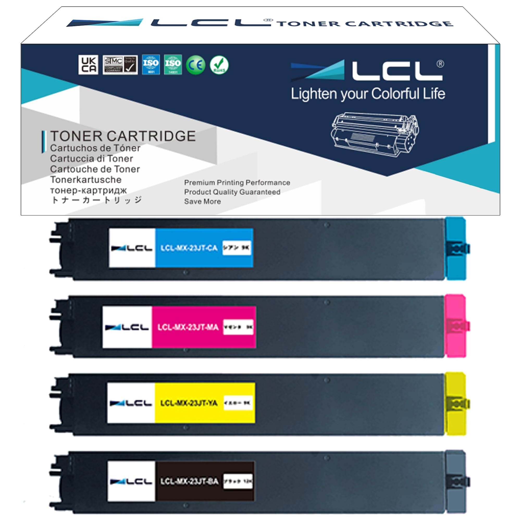 

LCL Compatible Toner Cartridge for Sharp Compatible MX-23 MX-23JT MX-23JTBA MX-23JT-BA MX-23JTCA MX-23JT-CA MX-23JTMA MX-23JT-MA MX-23JT-YA (4-color