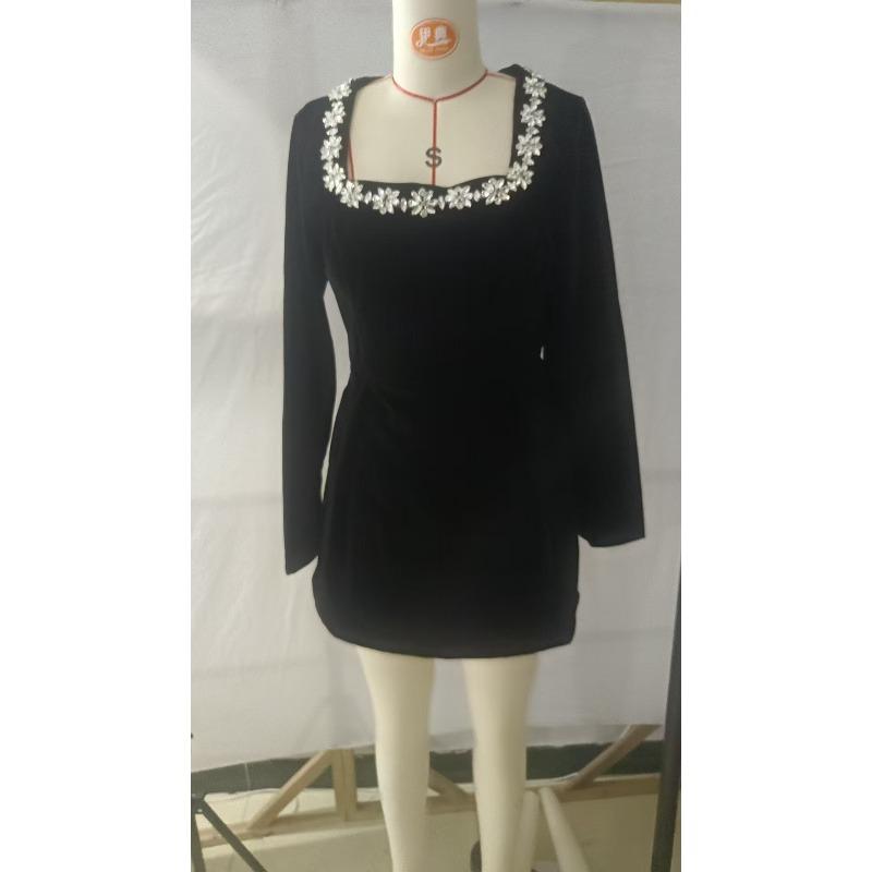 Spring women's dress temperament elegant square neck pearl lace short fashion dress