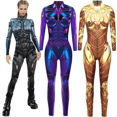 Robot Punk Gothic Jumpsuit Catsuit Sexy Women Cosplay Costumes Zentai Halloween Bodysuit