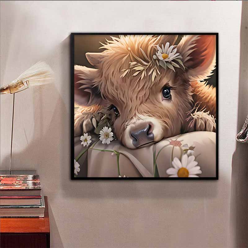 

New Arrival 5D DIY Full Circle Diamond Painting Cute Calf Embroidery Cross Stitch Home Decor Gift 20x20cm