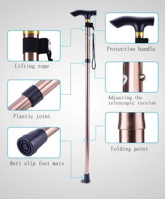 Old Walking Stick 3-folded Rod Hiking Telescopic Baton Self Defense Aluminum Trekking Climbing Pole Mountaineering Alpenstock