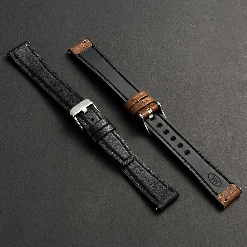 10mm 12mm 14mm 16mm Silikonlapp Klockarmband - Snabbfäste Silikon med Läder Klockarmband Spänne Universellt Klockarmband