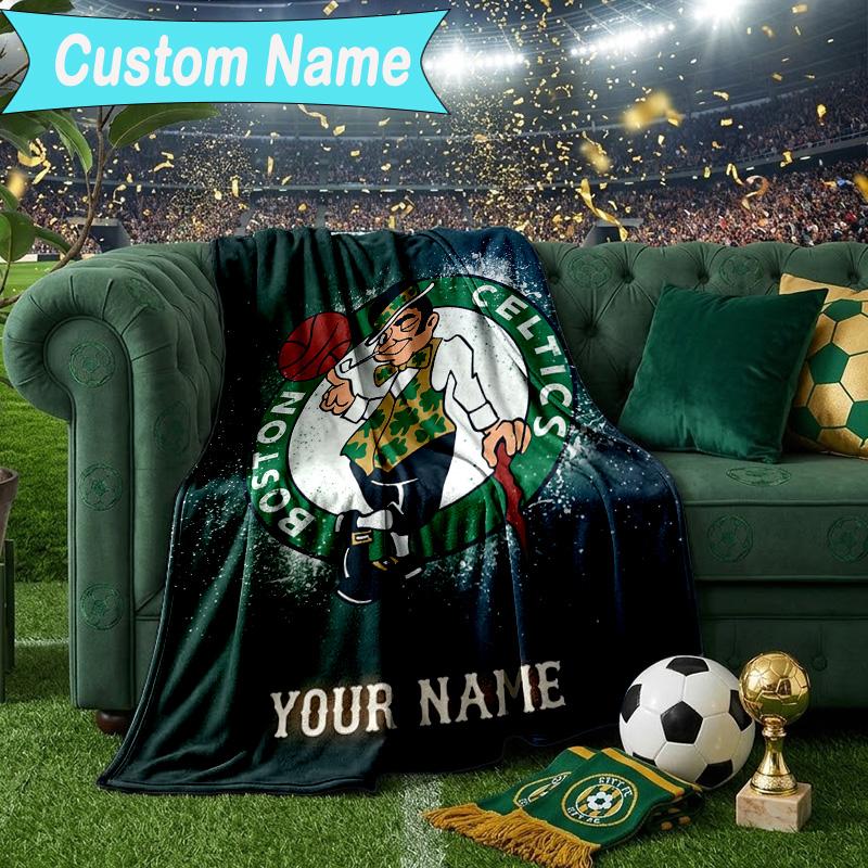 Custom Name Blanket Boston-Celtics Logo Blanket Bedding Blanket for Travel, Camping, Living Rooms, Offices, Sofas, Fan Christmas Gift