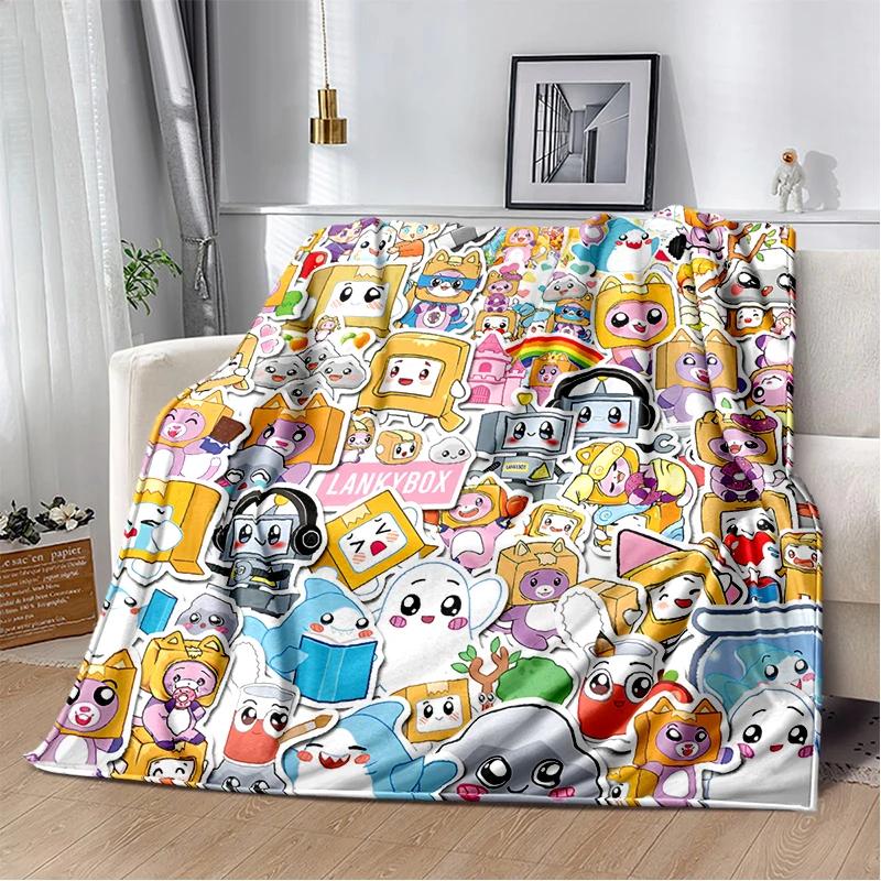 New Style Lankybox Boxy Foxy Rocky Cartoon Blanket,Soft Throw Blanket for Home Bedroom Bed Sofa Travel Picnic Cover Kid