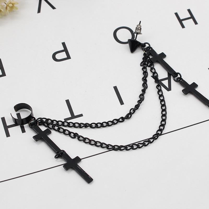 1pc Cross Tassel Long Chain Earrings for Women Girls Gothic Punk Rock Style Fashion Jewelry Accessories Party Gift Cool Thing