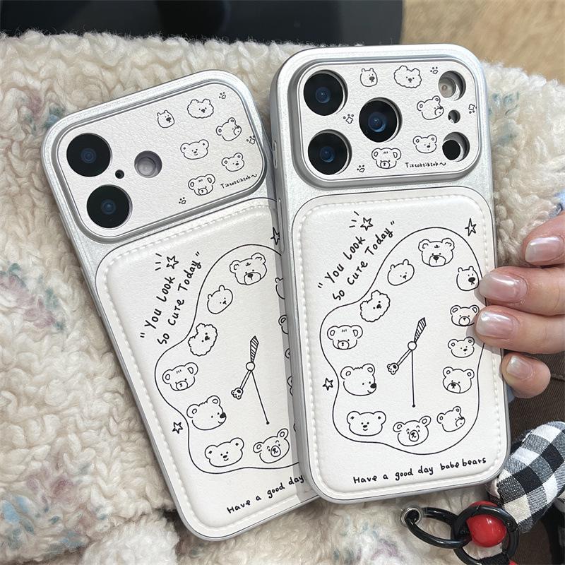 Little Bear Window Clock iPhone 15/14 Case - Apple 17/16 Pro Max Compatible, Anti-Drop Cover