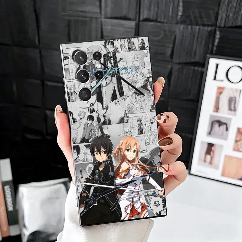 S-Sword O-Online SAO Anime Soft Phone Case for Samsung Galaxy S26 S25 Edge S24 Ultra S23 Plus S22 S21 FE S20 Black Cover Back Sh